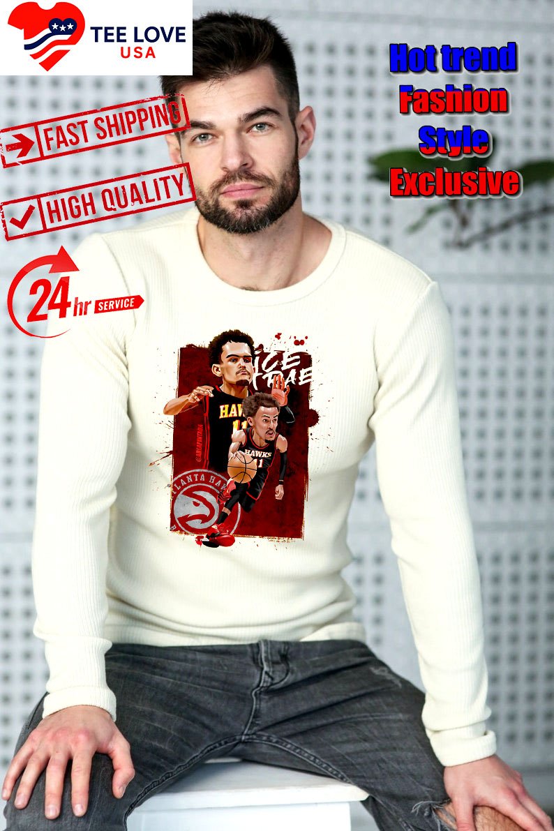 Ice Trae Trae Young Atlanta Hawks cartoon caricature shirt sweater-white Ice Trae Trae Young Atlanta Hawks Cartoon Caricature Shirt Sweater White
