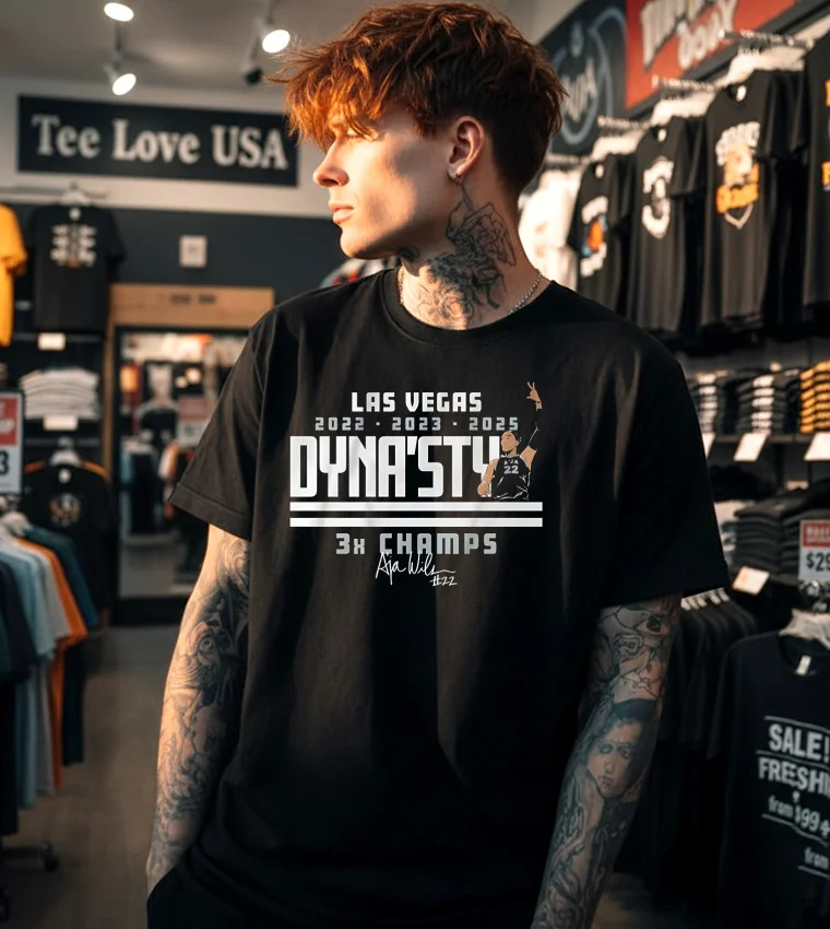 A Ja Wilson Dyna Sty 3X Champs - black t-shirt A Ja Wilson Dyna Sty 3X Champs Black T Shirt