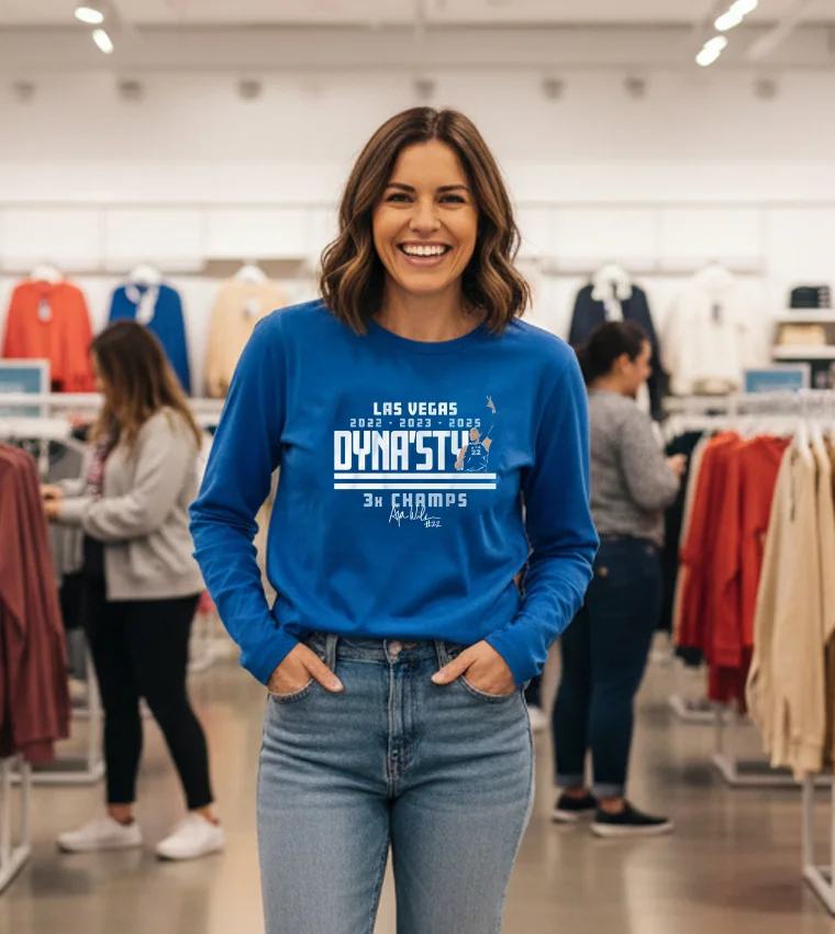 A Ja Wilson Dyna Sty 3X Champs - blue-shirt A Ja Wilson Dyna Sty 3X Champs Blue Shirt