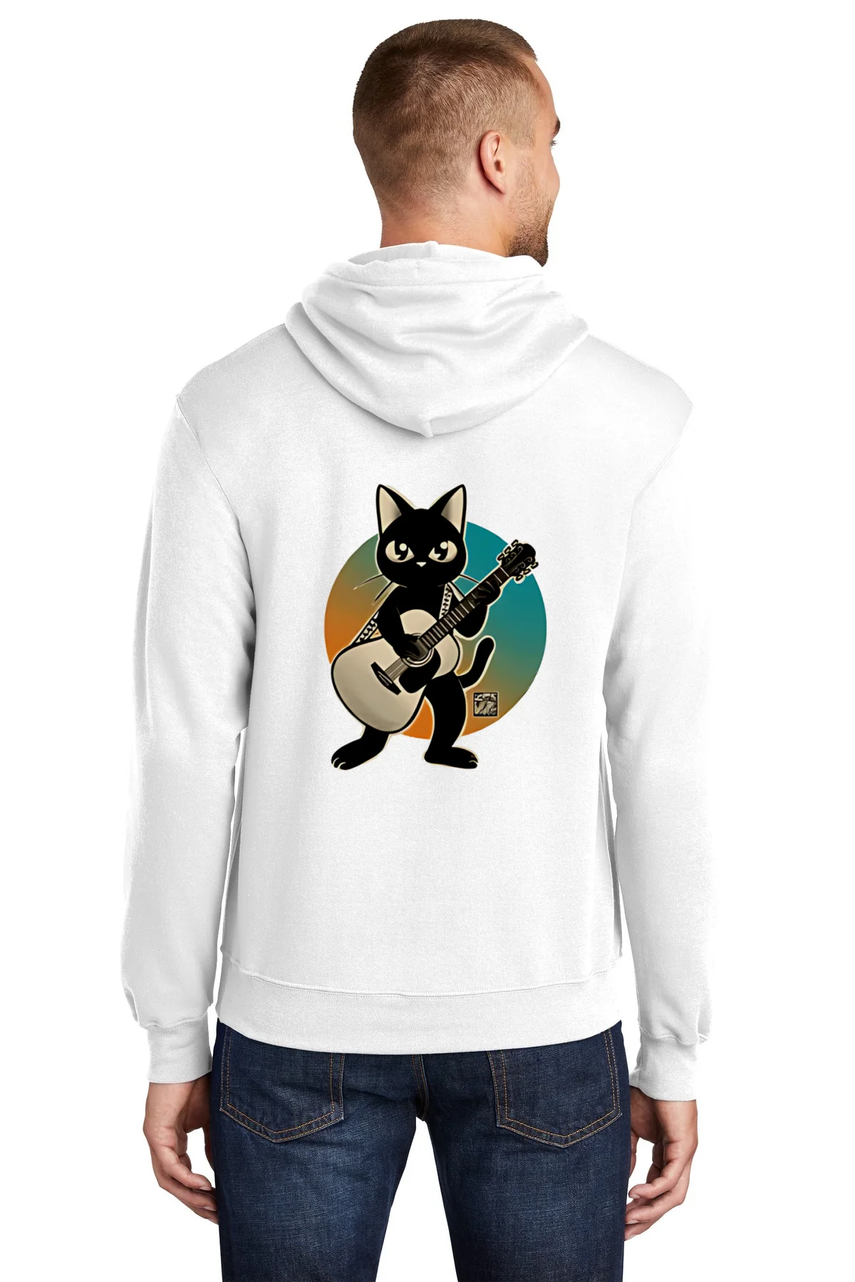Acoustic Guitar Black Cat T - back-hoodie Acoustic Guitar Black Cat T Back Hoodie