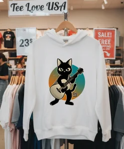 Acoustic guitar Black Cat T shirt