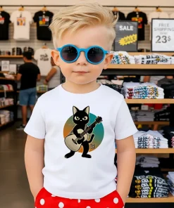 Acoustic guitar Black Cat T shirt