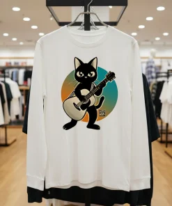 Acoustic guitar Black Cat T shirt