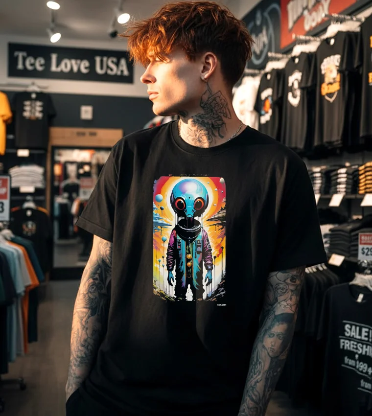Alien Legend Art - black t-shirt Alien Legend Art Black T Shirt