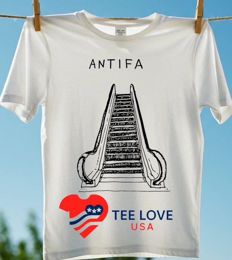 Antifa Escalator Classic - white-shirt Antifa Escalator Classic White Shirt