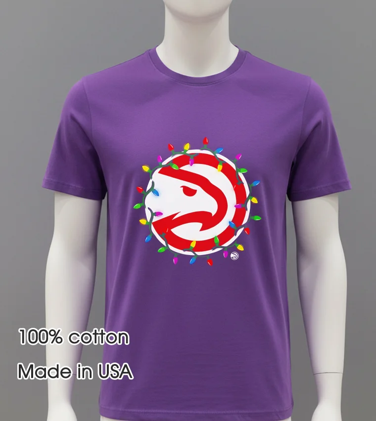 Atlanta Hawks Logo Lights Merry Christmas Purple Shirt