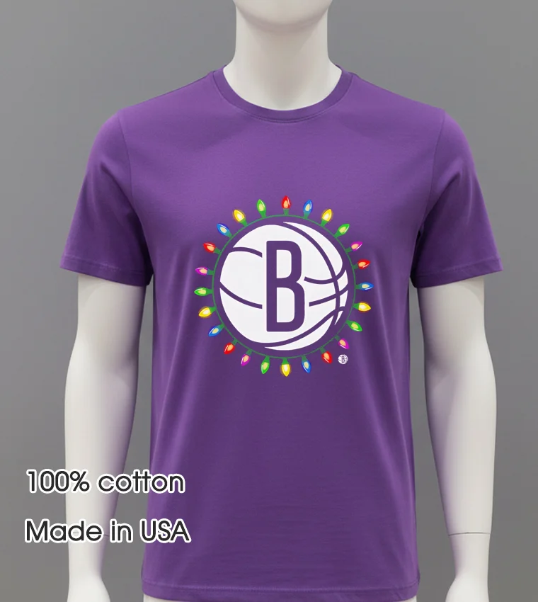 Brooklyn Nets Logo Lights Merry Christmas - purple-shirt Brooklyn Nets Logo Lights Merry Christmas Purple Shirt