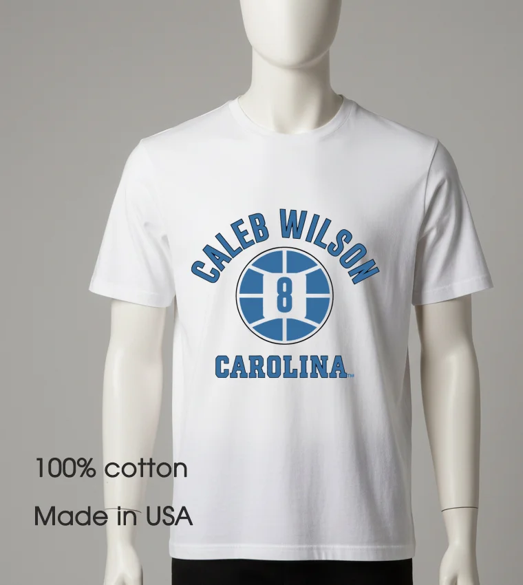 Caleb Wilson Name Number Ball Unc Basketball White T Shirt