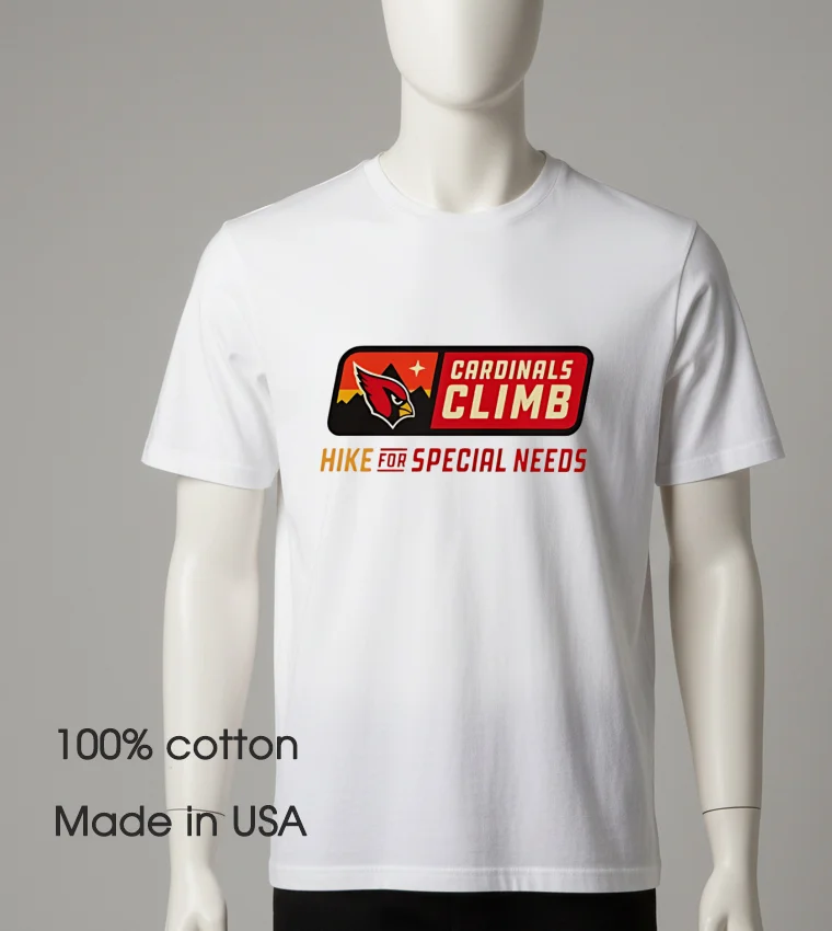 Cardinals Climb Hike For Special Needs Logo - white-t-shirt Cardinals Climb Hike For Special Needs Logo White T Shirt