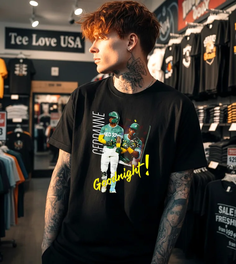 Ceddanne Say Goodnight Boston Red Sox Player - black t-shirt Ceddanne Say Goodnight Boston Red Sox Player Black T Shirt