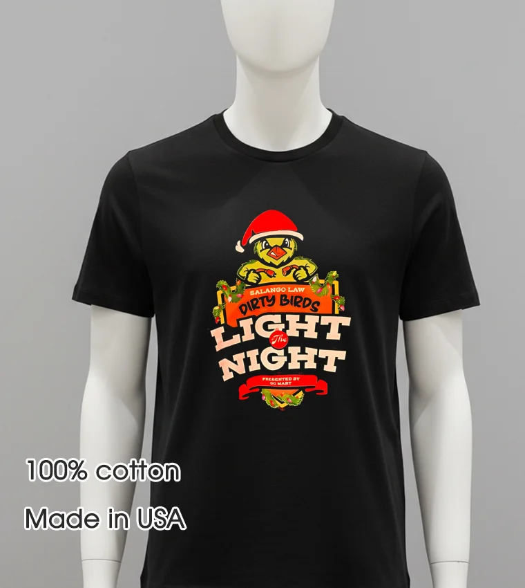 Charleston Dirty Birds Light The Night Christmas - balck-shirt Charleston Dirty Birds Light The Night Christmas Balck Shirt