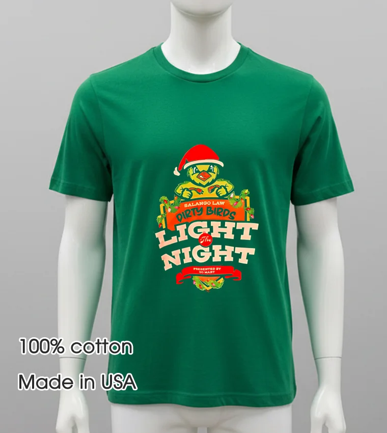 Charleston Dirty Birds Light The Night Christmas - green-shirt Charleston Dirty Birds Light The Night Christmas Green Shirt