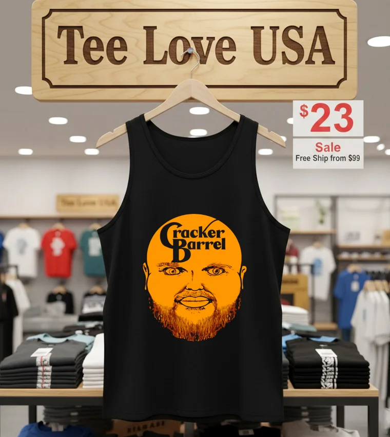 Cracker Barrel Spooky Man Face Logo Foodie - tank-top-black Cracker Barrel Spooky Man Face Logo Foodie Tank Top Black