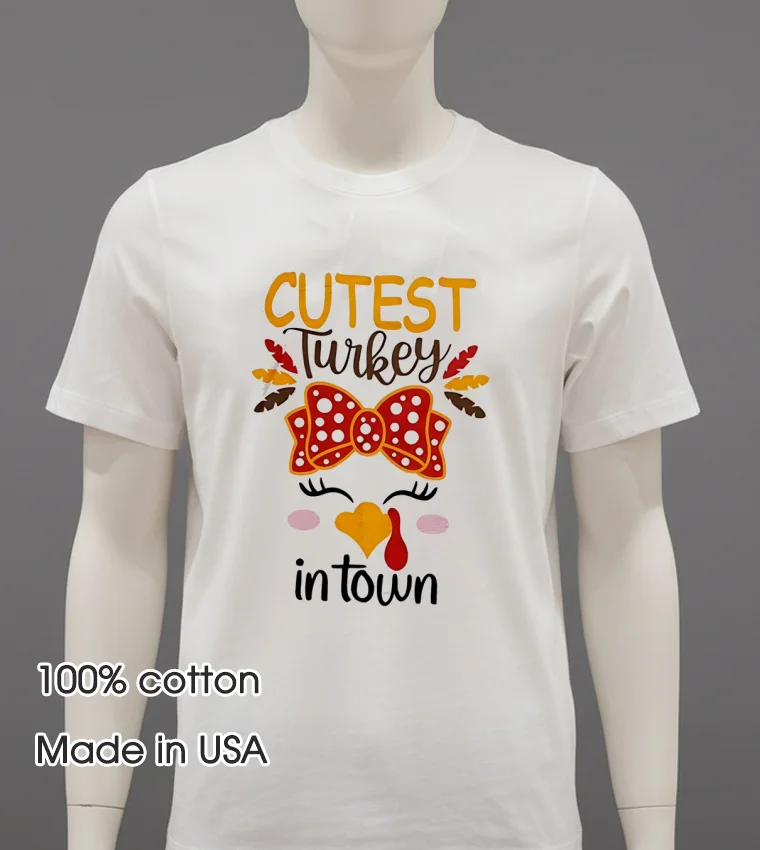 Cutest Turkey In Town Cute - white-t-shirt Cutest Turkey In Town Cute White T Shirt