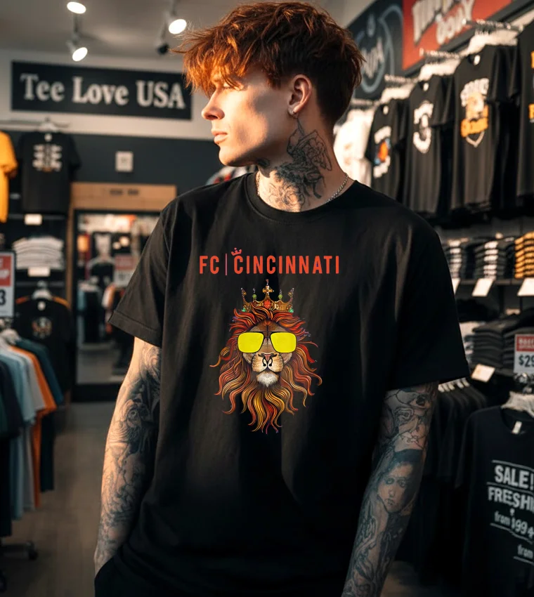 Fc Cincinnati Lion Graphic - black t-shirt Fc Cincinnati Lion Graphic Black T Shirt