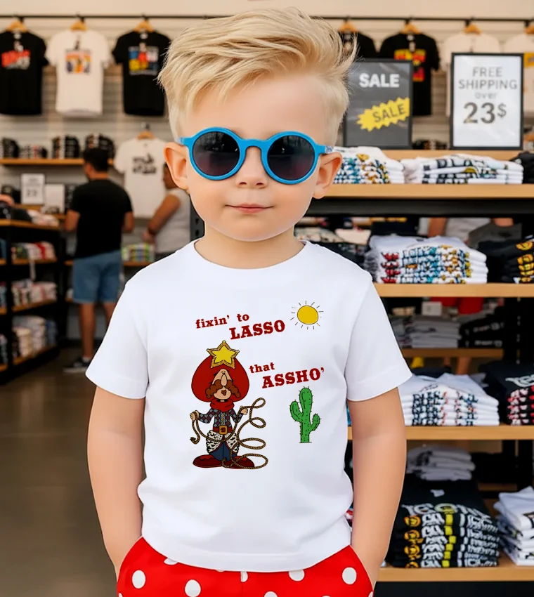 Fixin To Lasso That Assho Cowboy Cactus - kids-t-shirt Fixin To Lasso That Assho Cowboy Cactus Kids T Shirt