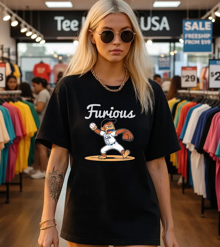 Furious Seattle Mariners Mascot - black-t-shirt Furious Seattle Mariners Mascot Black T Shirt