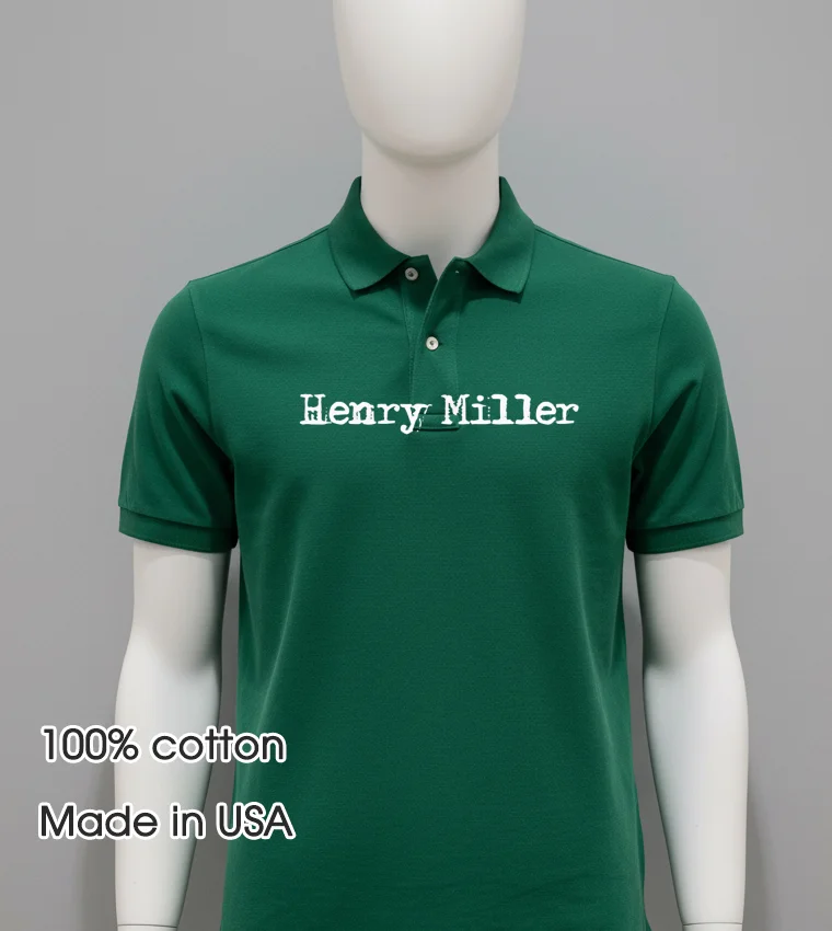 Henry Miller Text Retro - green-shirt Henry Miller Text Retro Green Shirt