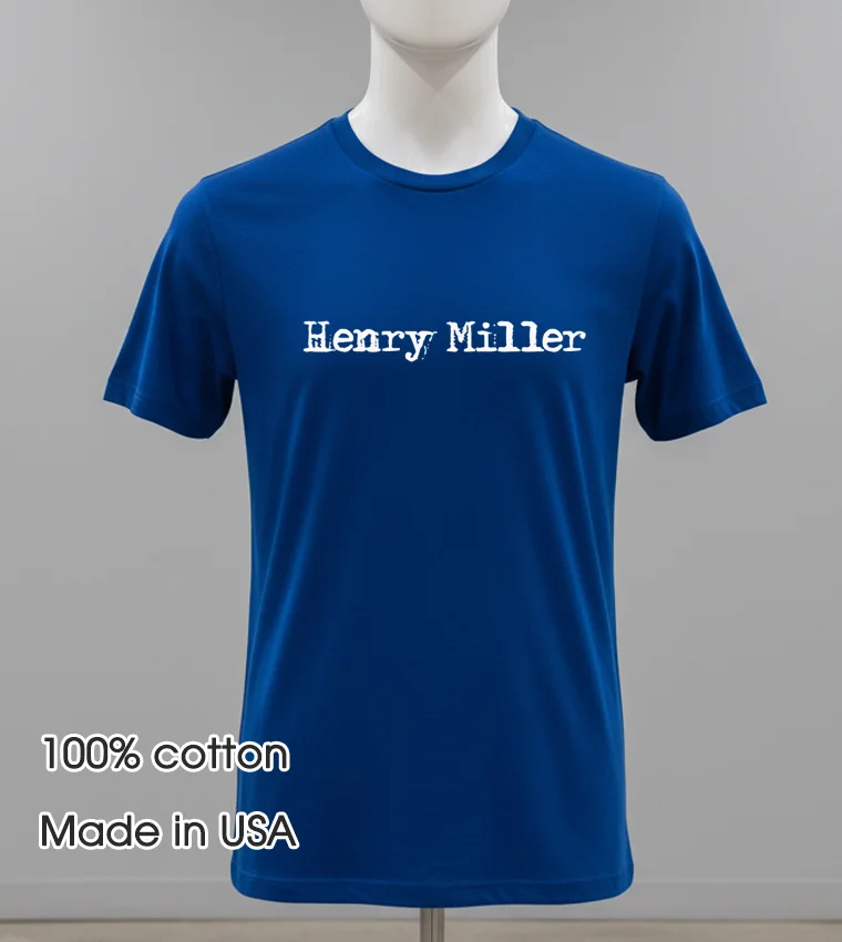 Henry Miller Text Retro - navy-shirt Henry Miller Text Retro Navy Shirt