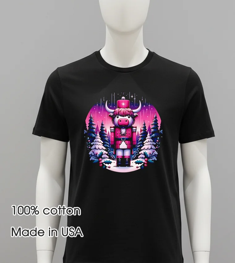 Highland Cow Nutcracker Balck Shirt