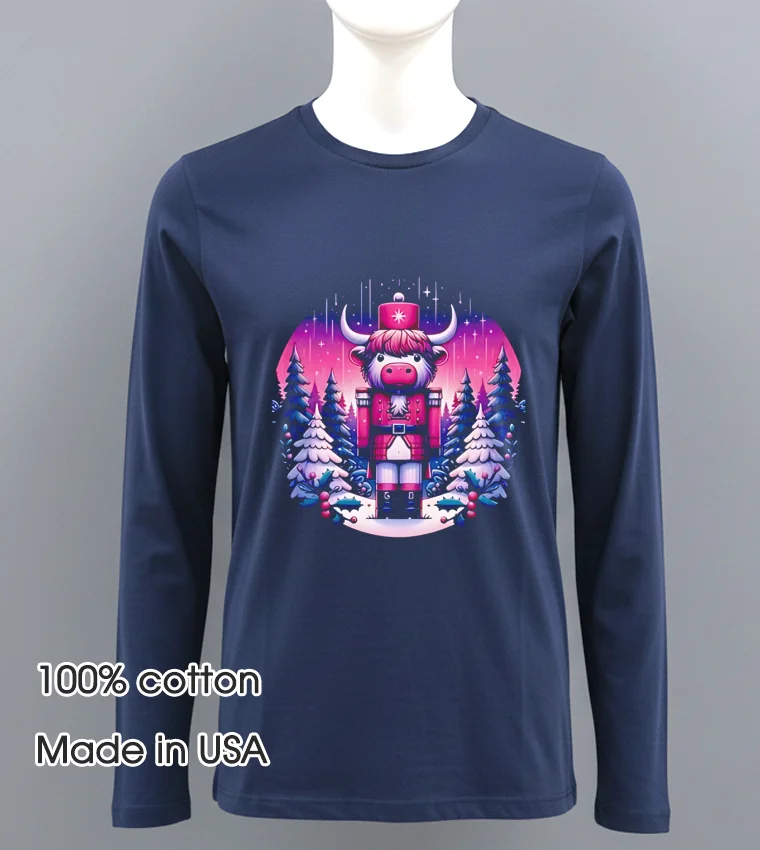 Highland Cow Nutcracker Navy Shirt
