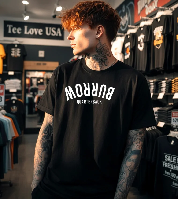 Joe Burrow Cincinnati Invert - black t-shirt Joe Burrow Cincinnati Invert Black T Shirt