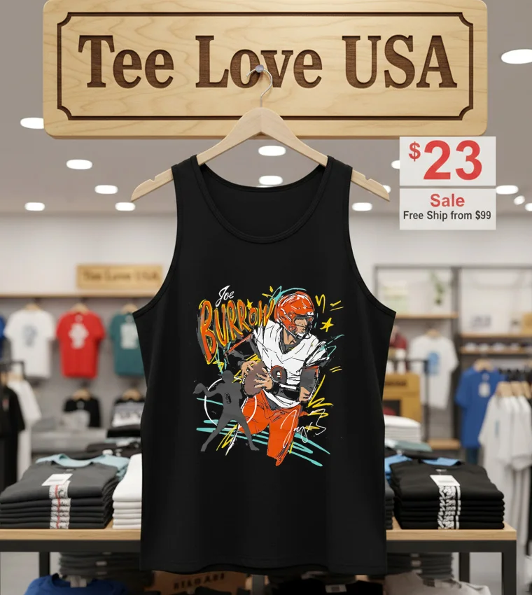 Joe Burrow Cincinnati Scribble - tank-top-black Joe Burrow Cincinnati Scribble Tank Top Black