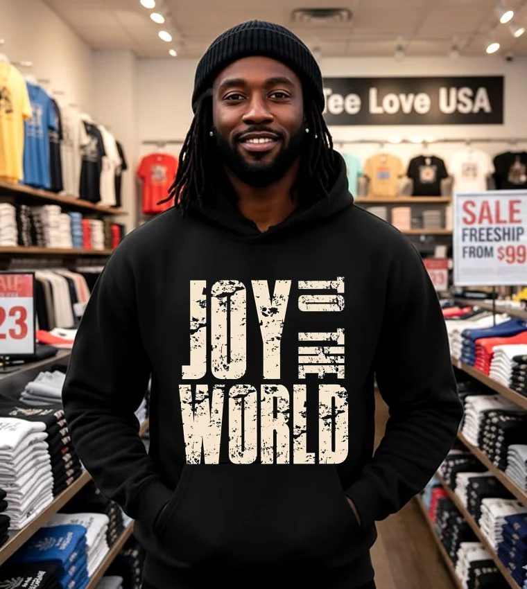 Joy To The World Text - black-hoodie Joy To The World Text Black Hoodie