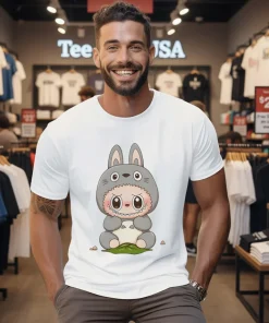 Labubu Cute Totoro Holding A Leaf Shirt