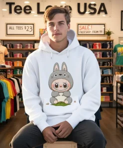 Labubu Cute Totoro Holding A Leaf Shirt