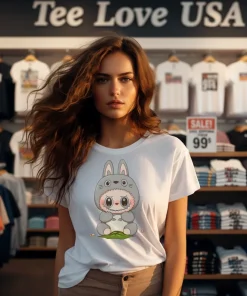 Labubu Cute Totoro Holding A Leaf Shirt