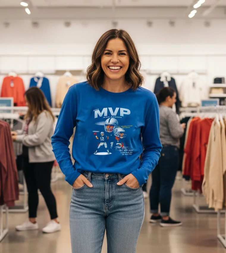 Las Vegas Raiders 2002 Mvp Rich Gannon - blue-shirt Las Vegas Raiders 2002 Mvp Rich Gannon Blue Shirt