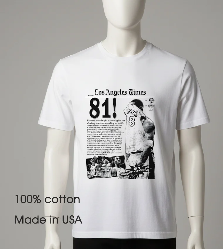 Los Angeles Times Kobe 81 Points Vintage White T Shirt