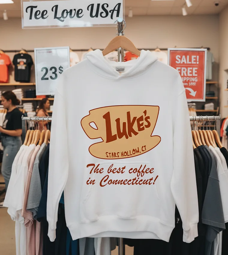 Luke’s Stars Hollow The Best Coffee In Connecticut - hoodie-white Luke’s Stars Hollow The Best Coffee In Connecticut Hoodie White