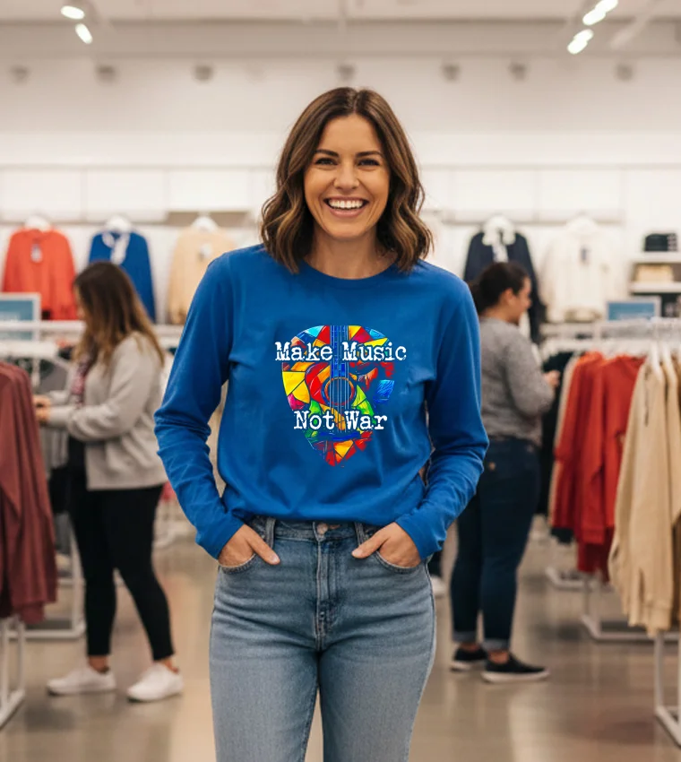 Make Music Not War Pride - blue-shirt Make Music Not War Pride Blue Shirt