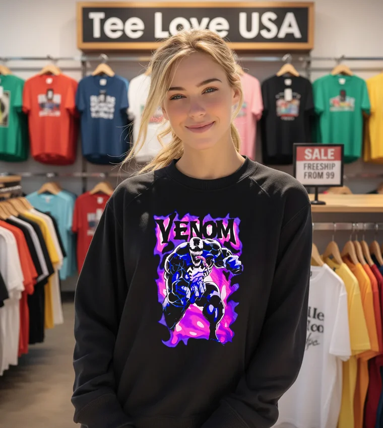 Marvel Comics Venom Purple And Pink Flames - sweatshirt Marvel Comics Venom Purple And Pink Flames Sweatshirt