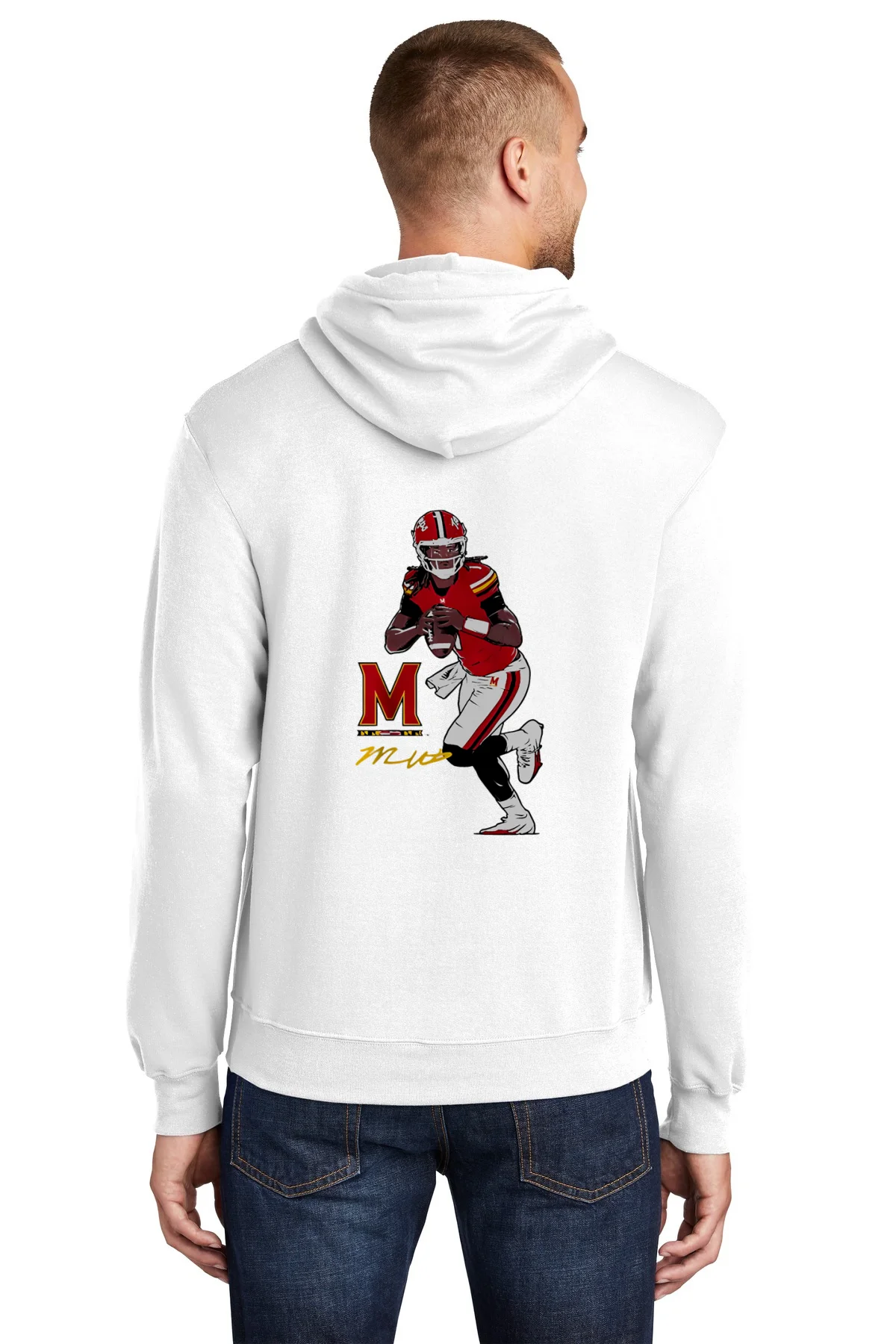 Maryland Terps Football Player Cartoon Logo - back-hoodie Maryland Terps Football Player Cartoon Logo Back Hoodie