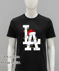 Merry LA Dodgers Christmas lights shirt