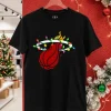 Miami Heat Logo Lights Merry Christmas Balck Shirt