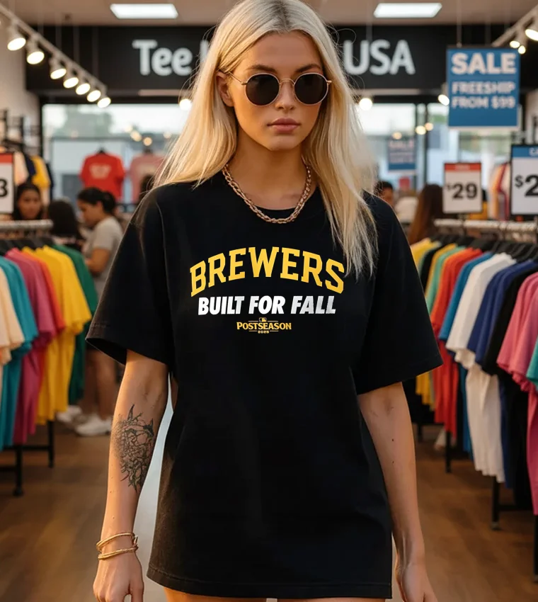 Milwaukee Brewers Built For Fall 2025 Mlb - black-t-shirt Milwaukee Brewers Built For Fall 2025 Mlb Black T Shirt