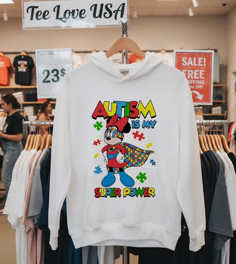 Minnie Autism Is My Super Power T S - hoodie-white Minnie Autism Is My Super Power T S Hoodie White