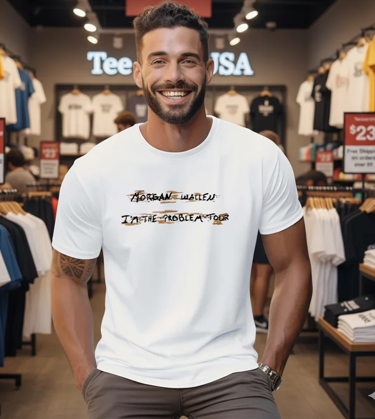 Morgan Wallen I M The Problem Tour Album - mens-white-t-shirt Morgan Wallen I M The Problem Tour Album Mens White T Shirt