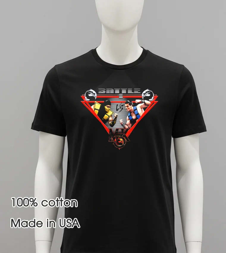 Mortal Kombat Fight Screen Triangle - balck-shirt Mortal Kombat Fight Screen Triangle Balck Shirt