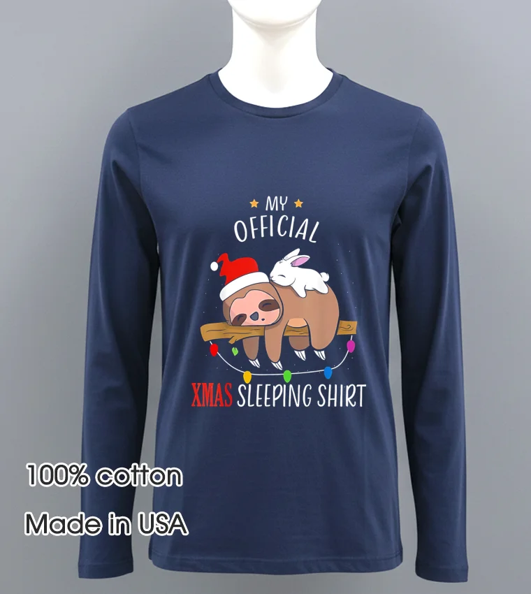 My Official Sloth Christmas Sleeping Navy Shirt