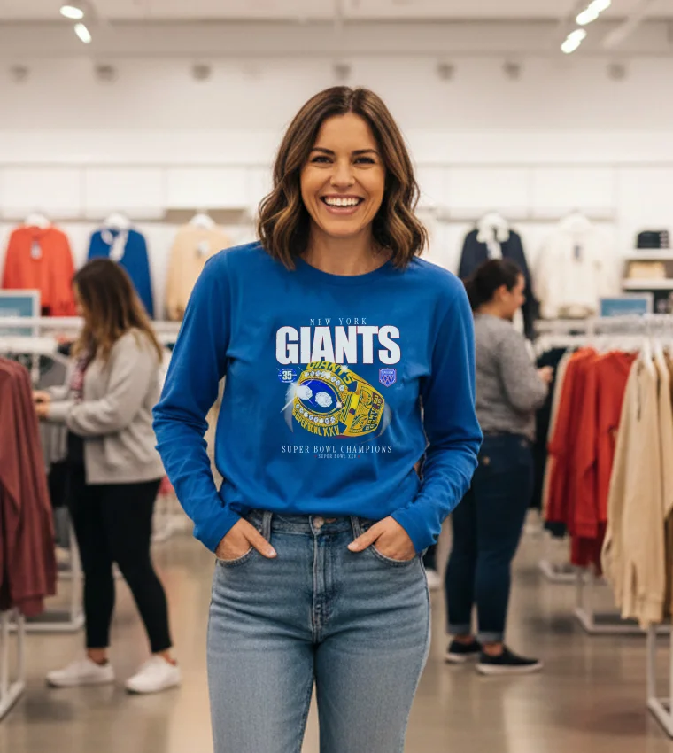 Nfl New York Giants Ring Vintage Super Bowl Champions - blue-shirt Nfl New York Giants Ring Vintage Super Bowl Champions Blue Shirt