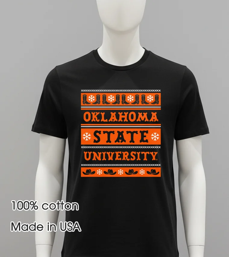 Oklahoma State University Ugly Christmas Balck Shirt
