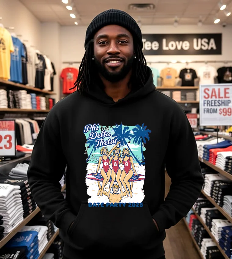 Phi Delta Theta Date Party 2025 Beach - black-hoodie Phi Delta Theta Date Party 2025 Beach Black Hoodie