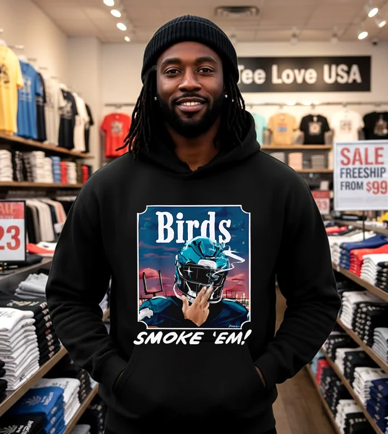 Philadelphia Eagles Birds Smoke Em Card T - black-hoodie Philadelphia Eagles Birds Smoke Em Card T Black Hoodie