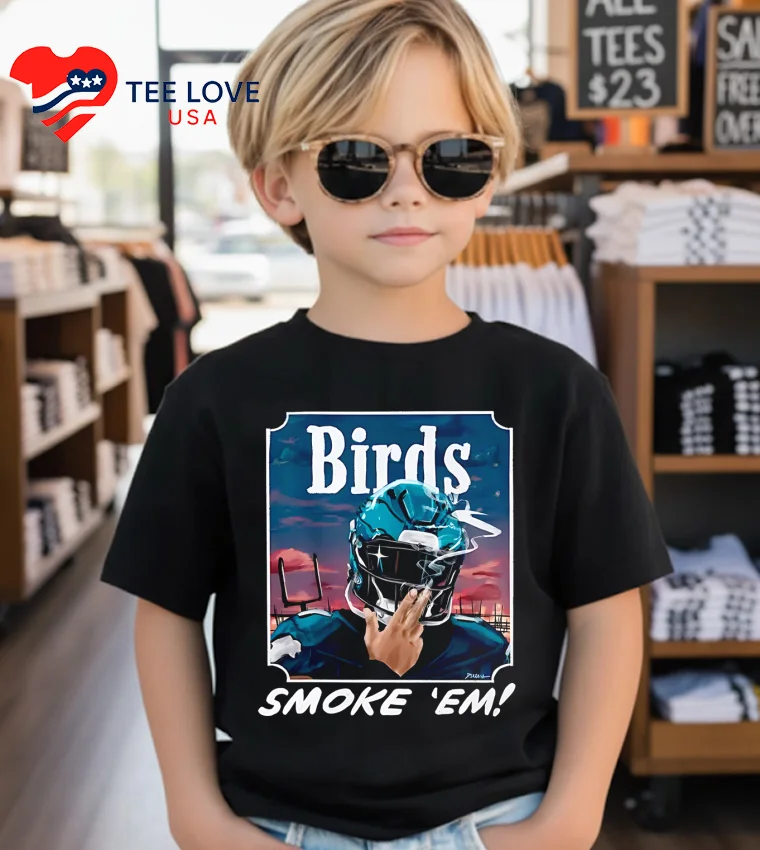 Philadelphia Eagles Birds Smoke Em Card T - kids-black Philadelphia Eagles Birds Smoke Em Card T Kids Black