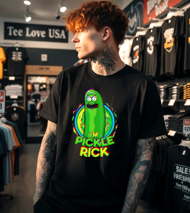 Pickle Rick Parody Funny - black t-shirt Pickle Rick Parody Funny Black T Shirt